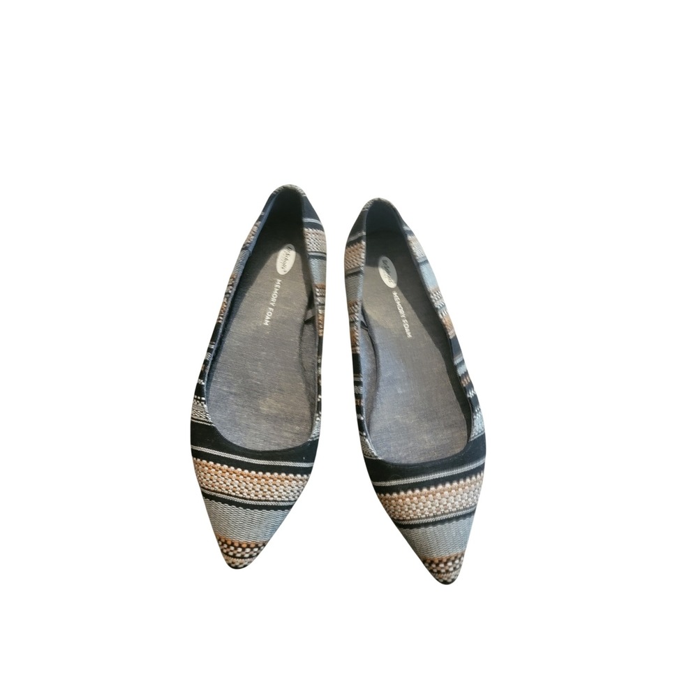 Dr. Scholls Womens Memory Foam Pointed Toe Flats Woven Tribal Multi Color